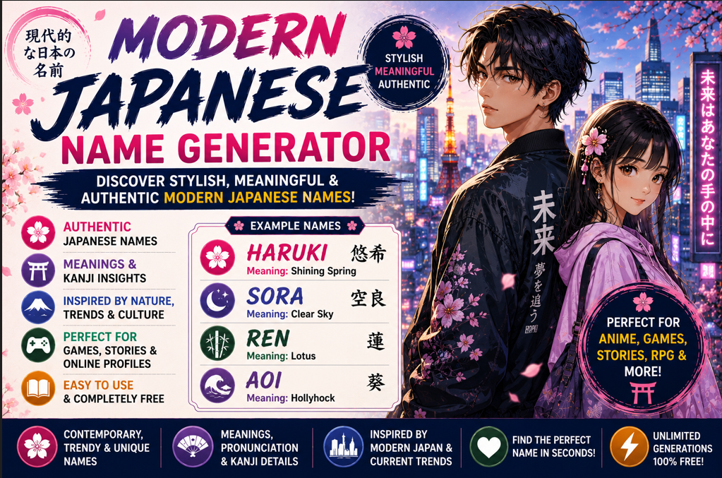 Modern Japanese Name Generator
